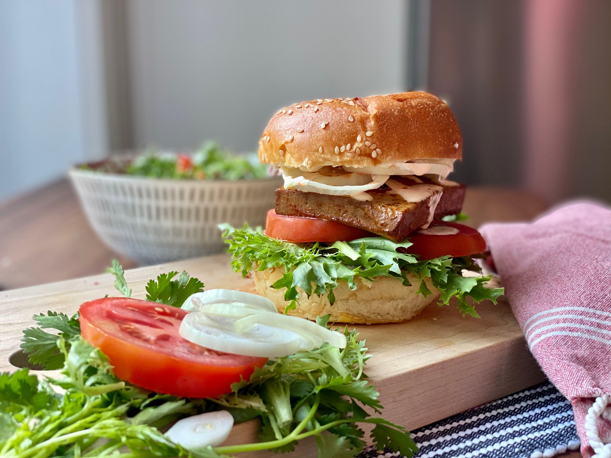 The Epic BBQ Tofu-Steak Burger with Spicy Mayo