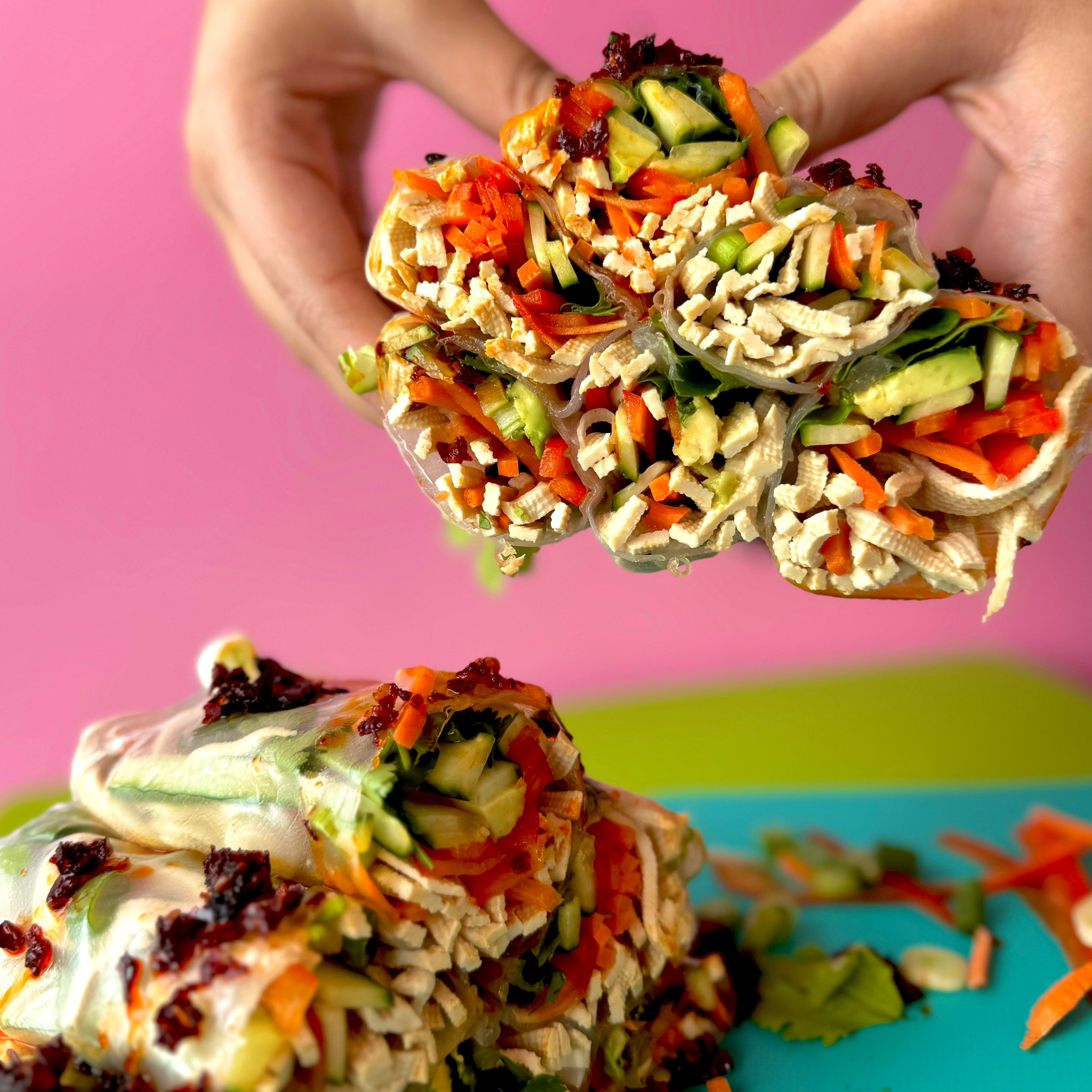 Fresh Spring Rolls with Linguine Soy Noodles