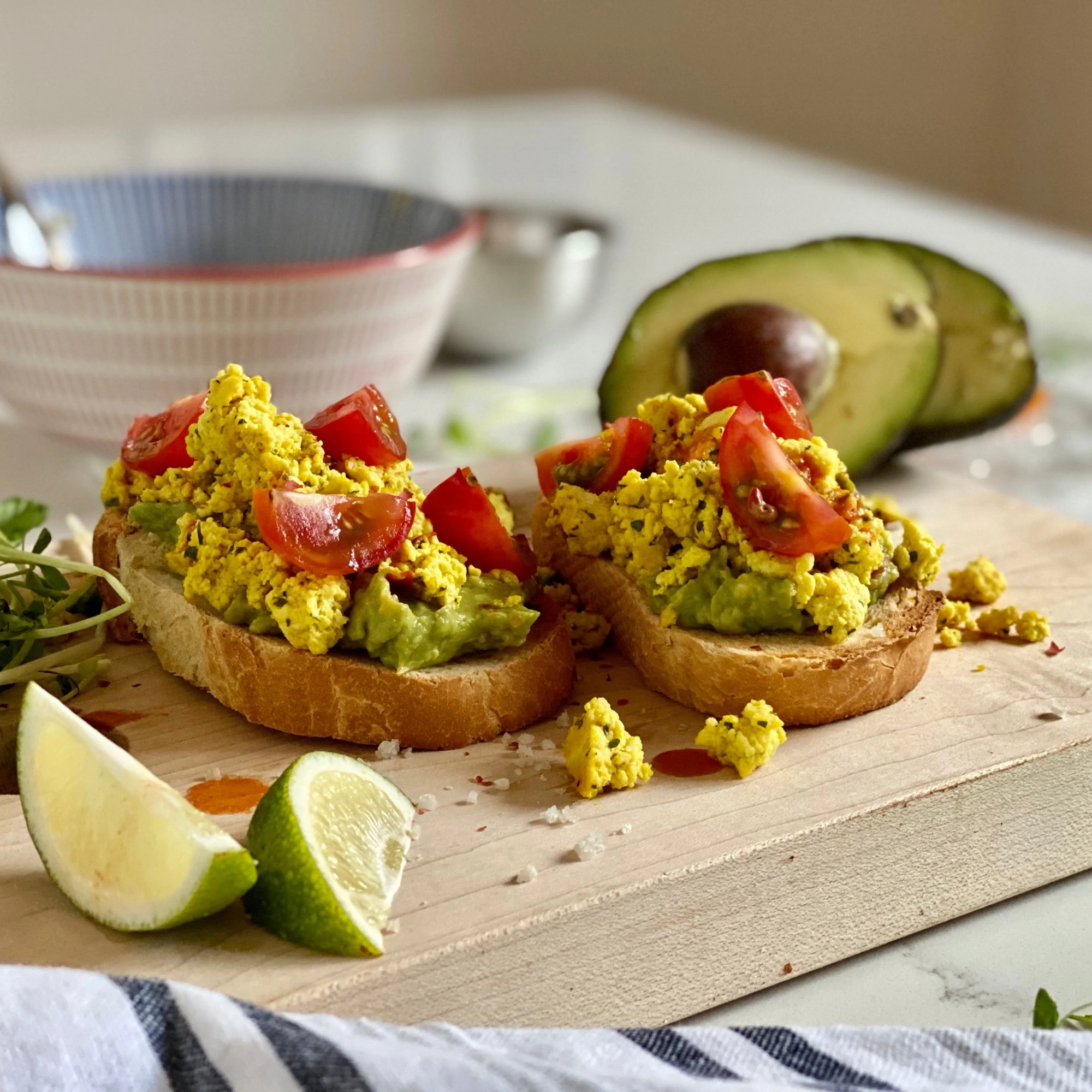 5 Ingredient Avocado Toast with Tofu Scramble