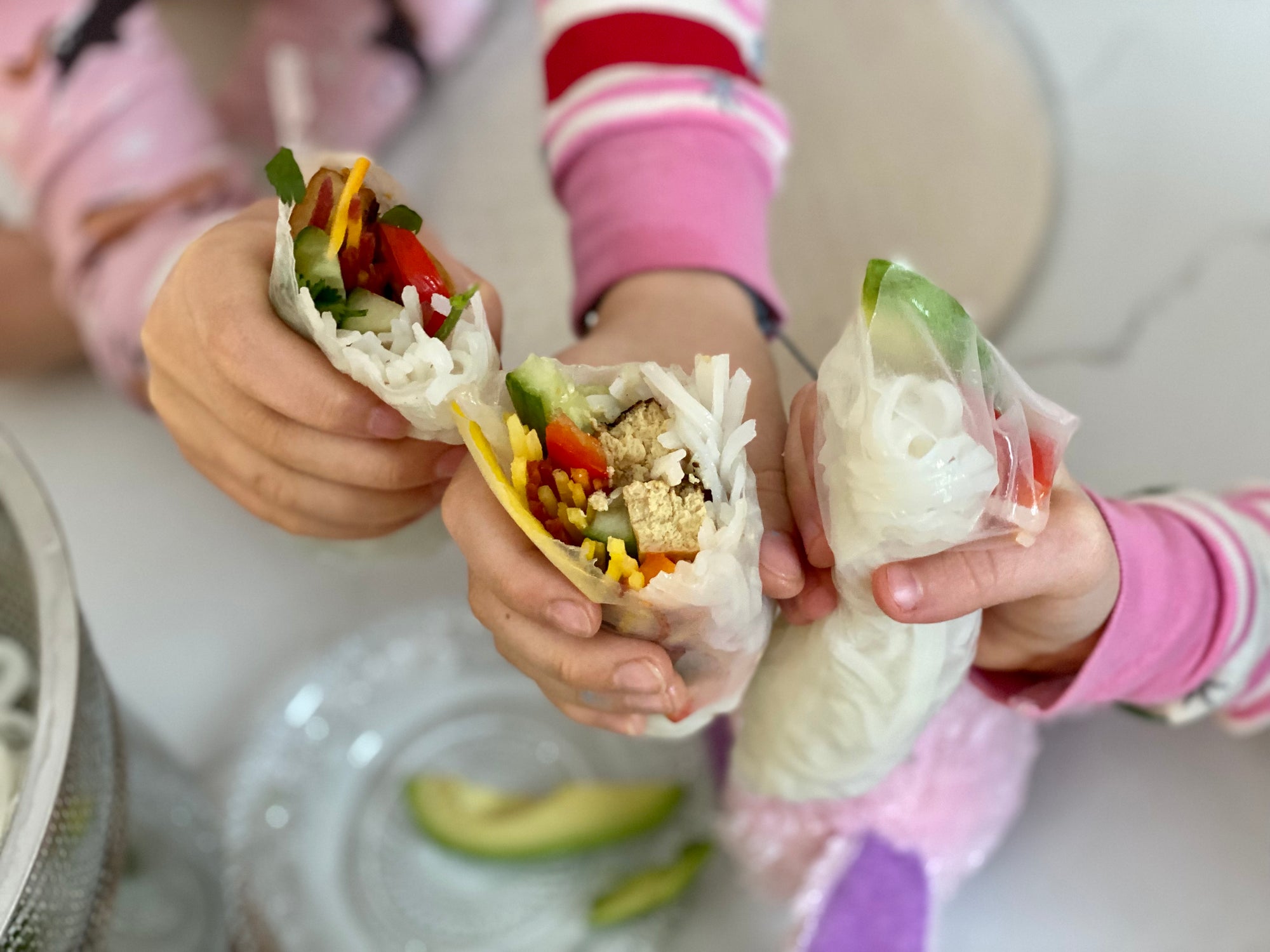Rainbow Spring Rolls with Yuzu General Tao Tofu