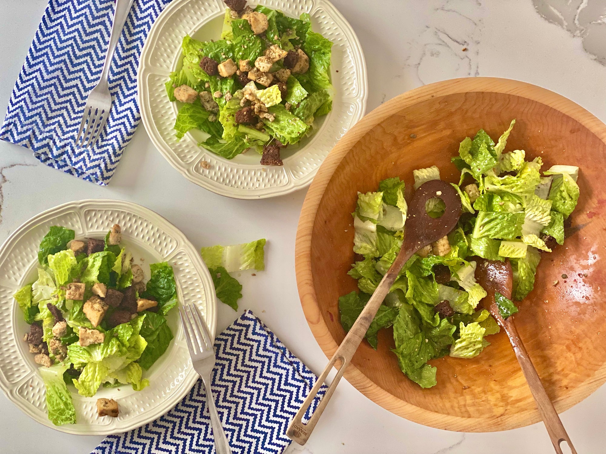 Epic Chickenless Caesar Salad with Homemade Croutons