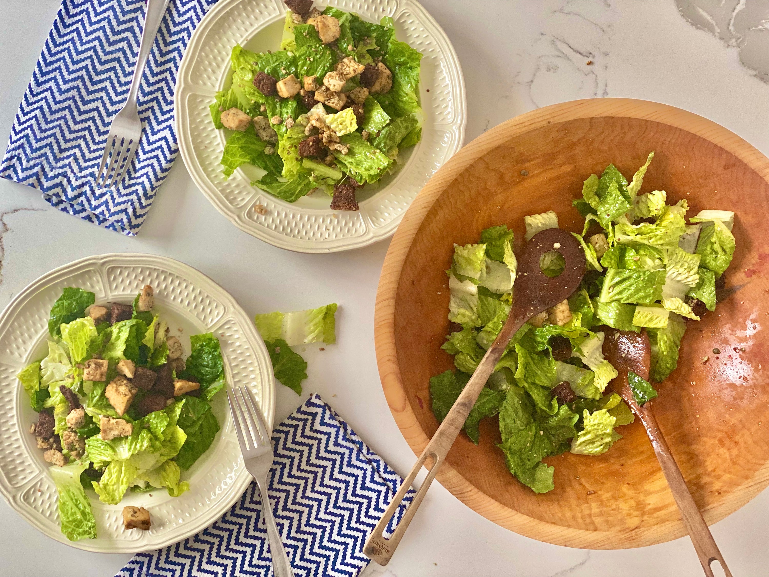 Epic Chickenless Caesar Salad with Homemade Croutons