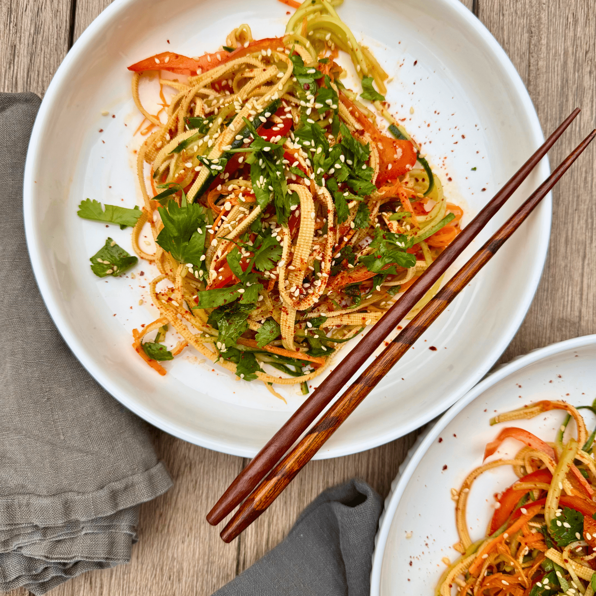 Cold Ginger-Sesame Salad with Soy Linguine