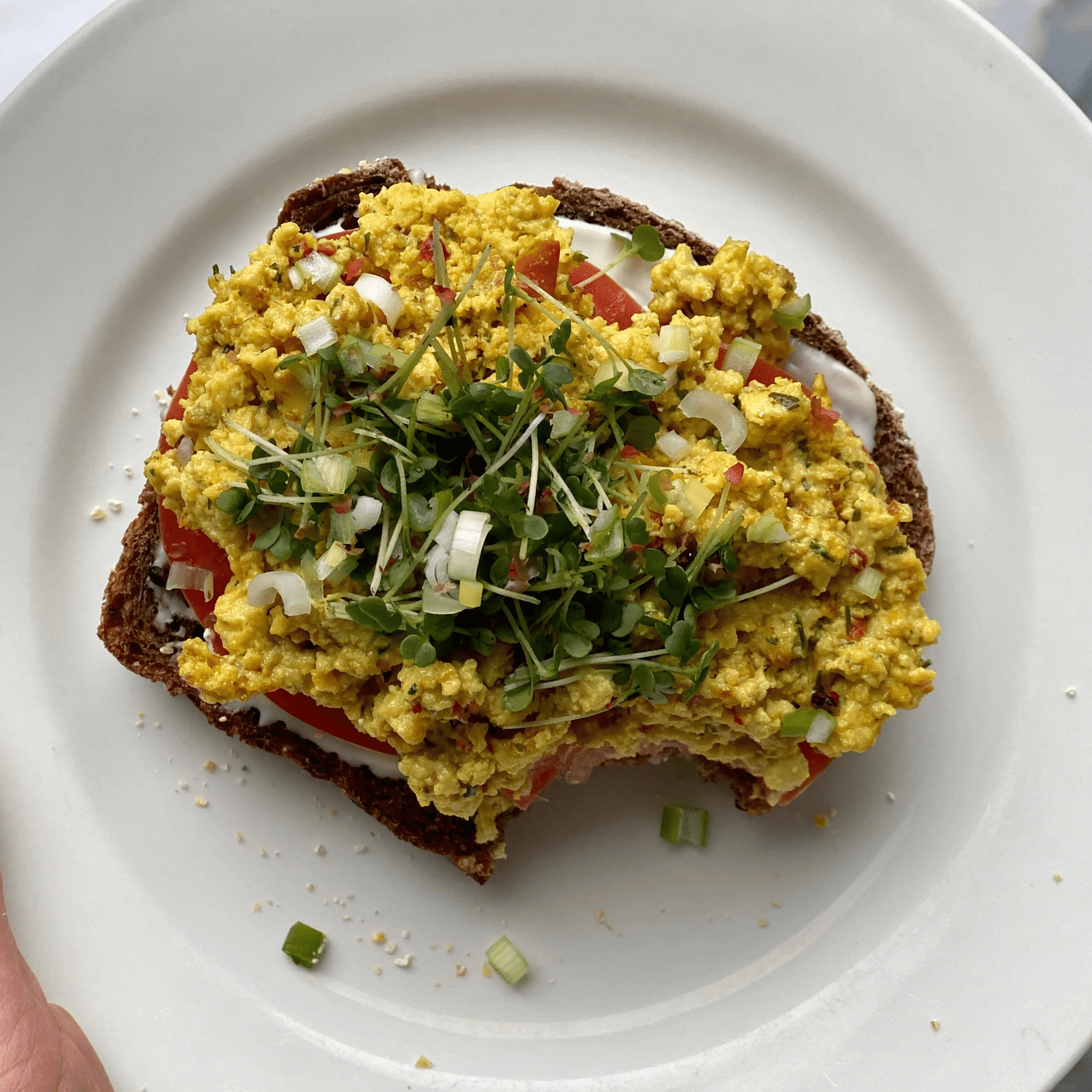Open-face Eggless Salad Sandwiches on Pumpernickel Bread