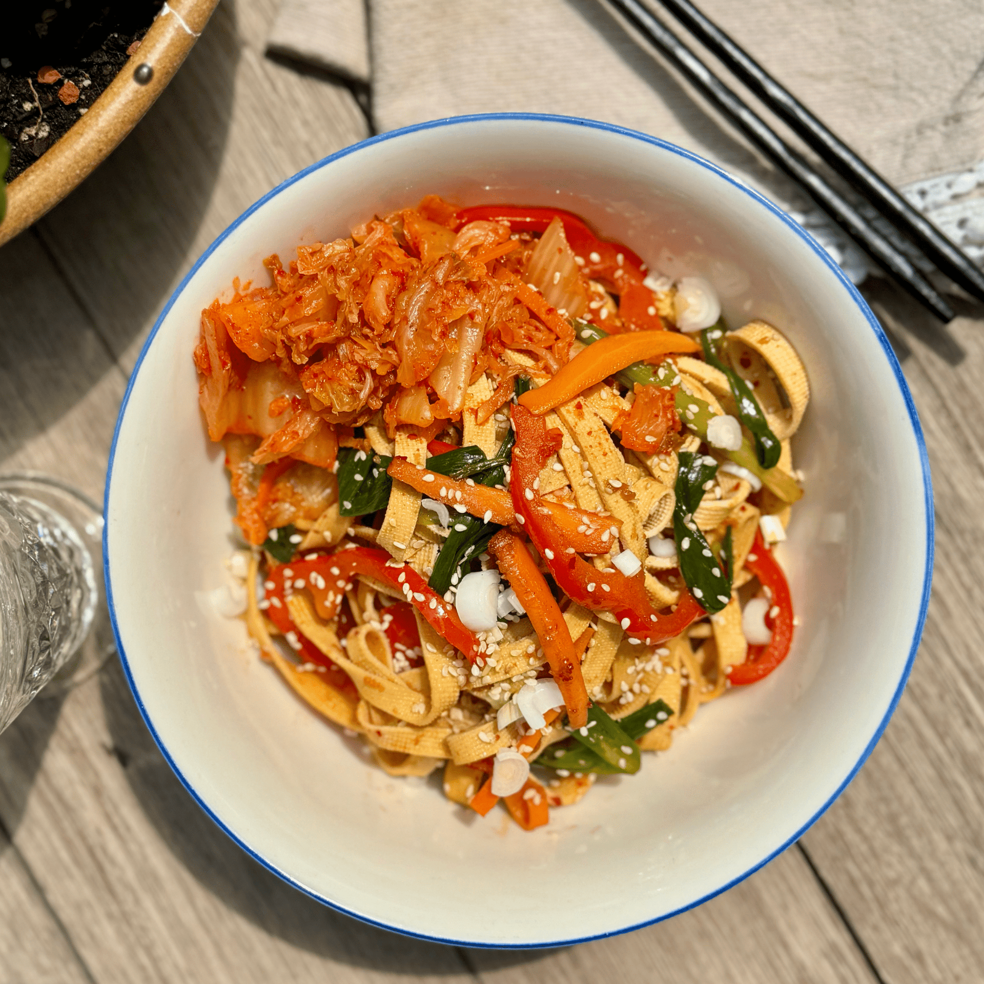 Soy Fettuccine Stir-Fry with Kimchi